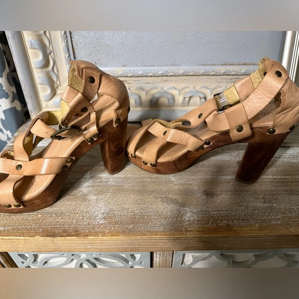 Bed|stu shoes Cobbler series Leather Block heel platform size 8.5 B Made new - Picture 5 of 8